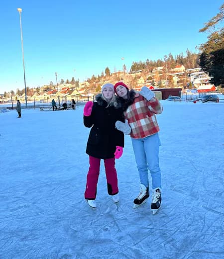 student ice skating in Norway